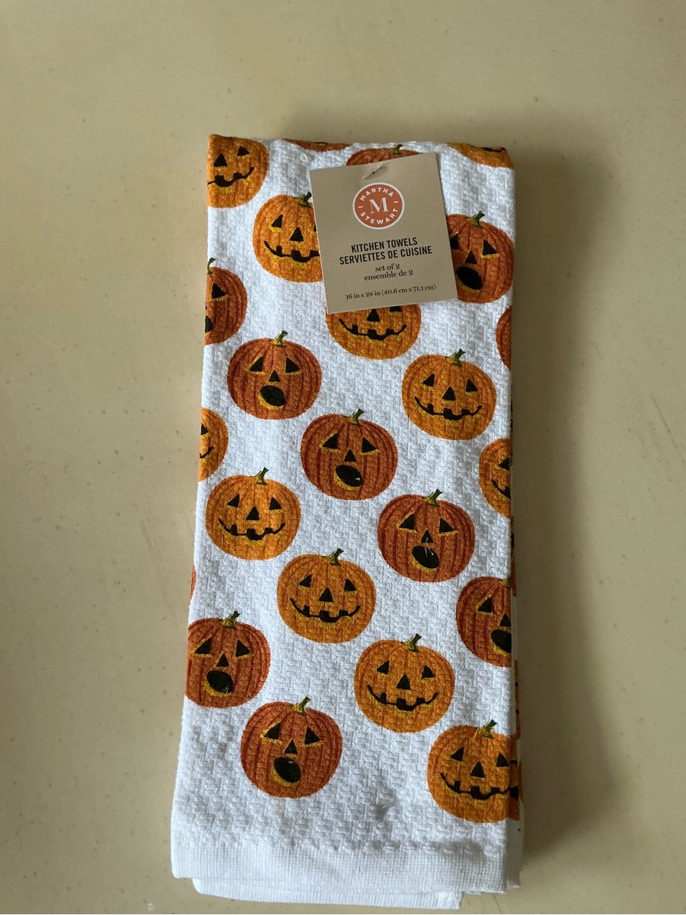 NWT Set/2 Halloween Jack-o-Lanterns Design Kitchen Dish Towels 🎃